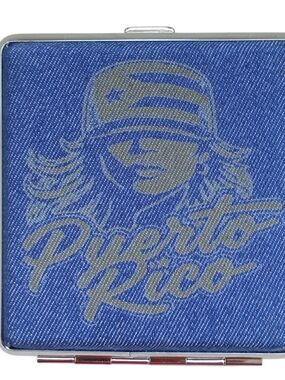 chica "boricua"  Custom Laser-Engraved Metal Slim Wallet / Card & Cigarette Case